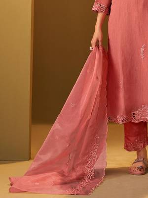 Women Floral Embroidered Kurta with Trousers & Dupatta 5