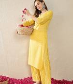 Striped  Cotton Straight Kurta With Palazzos