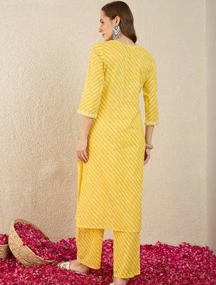 Striped  Cotton Straight Kurta With Palazzos 4