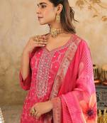 Women Ethnic Motifs Embroidered Kurta with Trousers & Dupatta