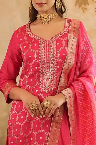 Women Ethnic Motifs Embroidered Kurta with Trousers & Dupatta