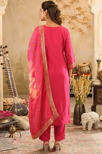 Women Ethnic Motifs Embroidered Kurta with Trousers & Dupatta