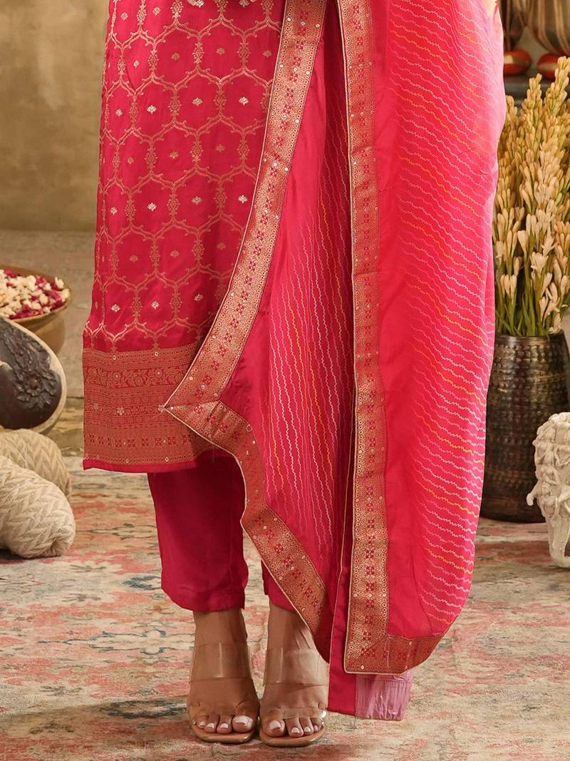 Women Ethnic Motifs Embroidered Kurta with Trousers & Dupatta