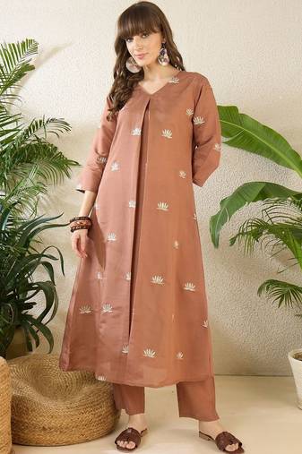 Women Ethnic Motifs Embroidered Regular Thread Work Kurta with Trousers