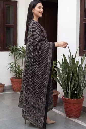 Women Ethnic Motifs Printed Regular  Cotton Kurta with Trousers & With Dupatta