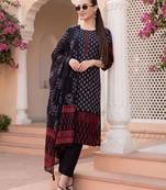 Women Ethnic Motifs Printed Regular  Cotton Kurta with Trousers & With Dupatta