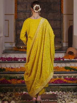 Women Ethnic Motifs Embroidered Regular Kurta with Trousers & With Dupatta 4