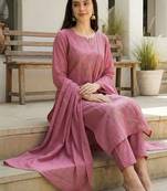 Women Ethnic Motifs Embroidered Regular Thread Work Kurta with Trousers & With Dupatta