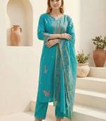 Women Floral Embroidered Regular Thread Work Kurta with Trousers & With Dupatta