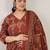 Plus Size Maroon Printed A-Line Kurta Trousers With Dupatta Set