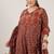 Plus Size Maroon Printed A-Line Kurta Trousers With Dupatta Set