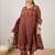 Plus Size Maroon Printed A-Line Kurta Trousers With Dupatta Set