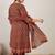 Plus Size Maroon Printed A-Line Kurta Trousers With Dupatta Set
