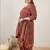 Plus Size Maroon Printed A-Line Kurta Trousers With Dupatta Set