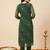 Women Bandhani Dyed Regular Thread Work Kurta with Trousers & With Dupatta