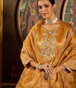Floral Embroidered Thread Work Liva Straight Kurta with Trouser & Dupatta