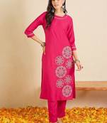 Women Ethnic Motifs Embroidered Thread Work Kurta with Trousers