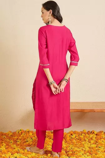 Women Ethnic Motifs Embroidered Regular Thread Work Kurta with Trousers