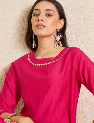 Women Ethnic Motifs Embroidered Regular Thread Work Kurta with Trousers 6