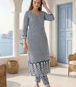 Women Printed Regular Pure Cotton Kurta with Trousers