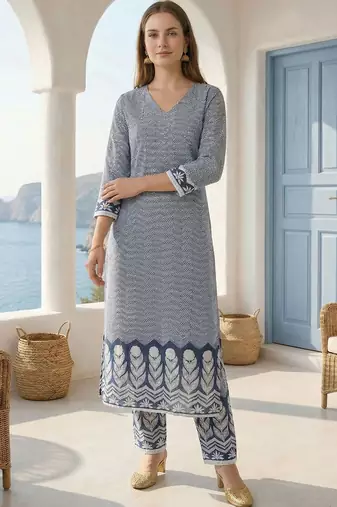 Women Printed Regular Pure Cotton Kurta with Trousers