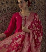 Ethnic Motifs Embroidered Straight Kurta With Trousers & Dupatta