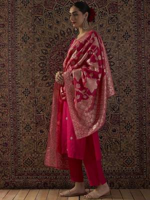 Ethnic Motifs Embroidered Straight Kurta With Trousers & Dupatta 4
