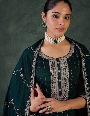 Women Ethnic Motifs Regular Sequinned Kurta with Trousers & With Dupatta 1