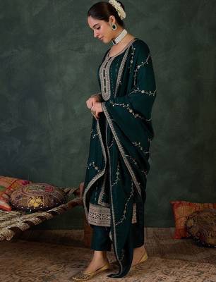 Women Ethnic Motifs Regular Sequinned Kurta with Trousers & With Dupatta 4