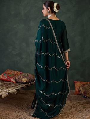 Women Ethnic Motifs Regular Sequinned Kurta with Trousers & With Dupatta 5