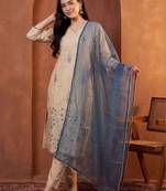 Women Ethnic Motifs Embroidered Regular Thread Work Kurta with Trousers & With Dupatta