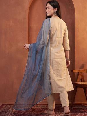 Women Ethnic Motifs Embroidered Regular Thread Work Kurta with Trousers & With Dupatta 6
