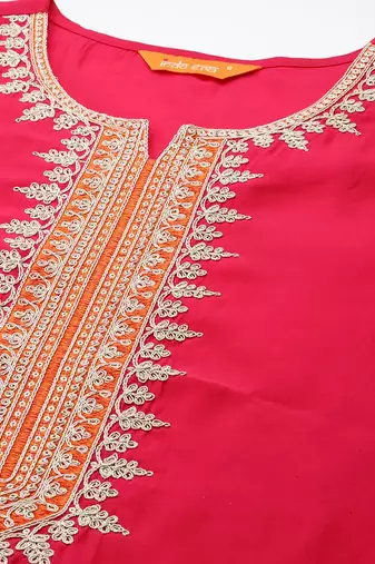 Ethnic Motifs Embroidered Kurta with Trousers & With Dupatta
