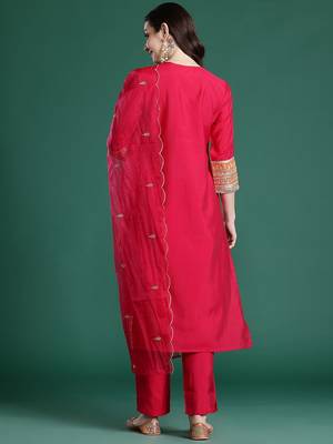 Ethnic Motifs Embroidered Kurta with Trousers & With Dupatta 6