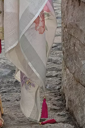 Floral Embroidered Round Neck Pure Cotton Straight Kurta with Trousers & Dupatta