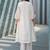 Floral Embroidered Mirror Work Tie-Up Neck  Cotton A-Line Kurta With Trousers
