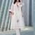 Floral Embroidered Mirror Work Tie-Up Neck  Cotton A-Line Kurta With Trousers