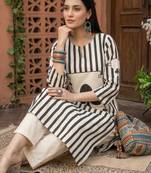 Women Printed Regular Thread Work  Cotton Kurta with Trousers