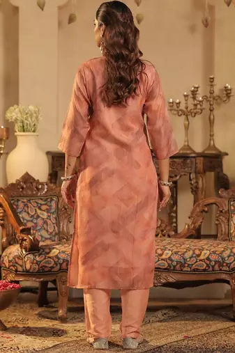Floral Embroidered Thread Work Kurta with Trouser & With Dupatta