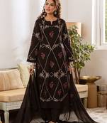 Women Floral Embroidered Regular Thread Work  Cotton Kurta with Trousers & With Dupatta