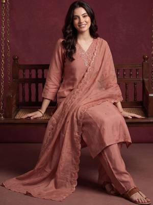 Women Embroidered Regular Sequinned Kurta with Trousers & With Dupatta 2