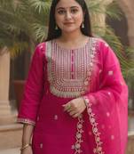 Women Ethnic Motifs Embroidered Kurta with Trousers & Dupatta