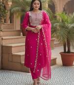 Women Ethnic Motifs Embroidered Kurta with Trousers & Dupatta