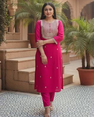 Women Ethnic Motifs Embroidered Kurta with Trousers & Dupatta 6