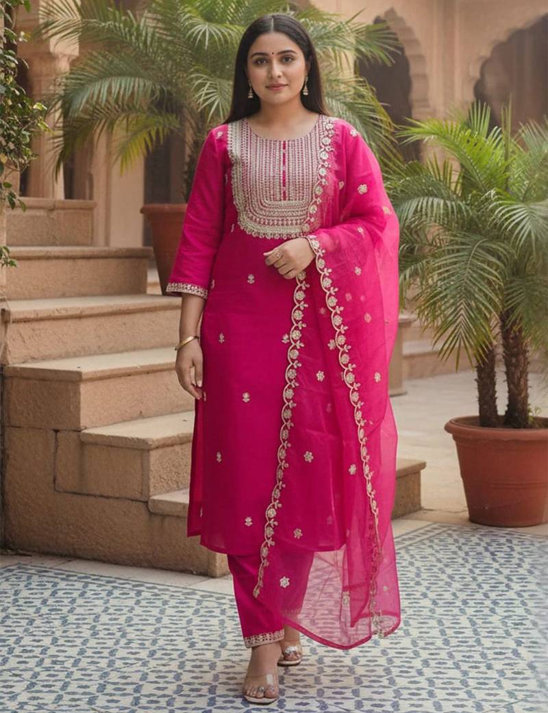 Women Ethnic Motifs Embroidered Kurta with Trousers & Dupatta
