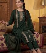 Women Ethnic Motifs Embroidered Regular Sequinned Kurta with Trousers & With Dupatta