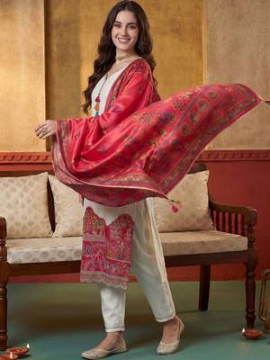 Women Ethnic Motifs Printed Regular Thread Work Kurta with Trousers & With Dupatta 3
