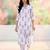 Floral Printed V-Neck  Cotton Kurta With Trousers