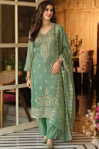 Women Ethnic Motifs Embroidered Regular Thread Work Kurta with Trousers & With Dupatta