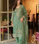 Women Ethnic Motifs Embroidered Regular Thread Work Kurta with Trousers & With Dupatta